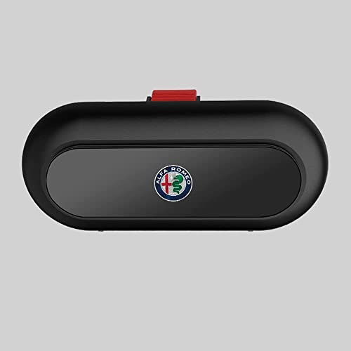 HEYCE Scatola Porta Occhiali per Auto per Alfa Romeo Giulietta Mito 4C 159 147 156 GT, Occhiali da Sole in Pelle Accessori Visiera per Occhiali,Black