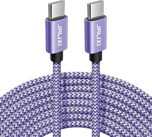 JALIXI Lange USB C auf USB C Kabel 6M, 60W PD Nylon Schnellladekabel für iPhone 16/iPhone 15 Pro Max, für iPad Pro/Air 5 Mini 6, Samsung Galaxy S24 Ultra S23 S22, Pixel 9 9a 8 8a, Violett