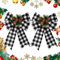 COLOFALLA 2 Stück 22.8x30cm Weihnachten Schleifen Groß Weiß Schwarz Kariert mit Tannenzapfen Weihnachtsschelifen Bogen Weihnachtsbaumschmuck Weihnachtsbaum Schleifen Deko (BK)