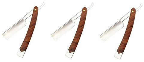 FRCOLOR 3stücke Manueller Rasierer Für Männer Edelstahl Rasiermesser Mit Holzgriff Für Bartpflege Friseursalons Unterwegs Langlebig Und Leicht Geeignet Für Bart Koteletten Kurzes Haar