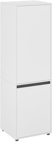 KOMTO Kleiderschrank Klein in Weiß - Schrank Schlafzimmer Kinderzimmer Mehrzweckschrank mit 2-türig & 2 Fächer Garderobenschrank Flur | Drehtürenschrank Cube 60 x 192 x 53 cm