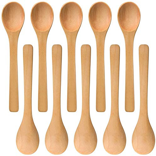 JIVIMOCO 30 Pezzi Mini Cucchiaio di Legno - Cucchiai da Minestra, Portata, Condimento e Tè