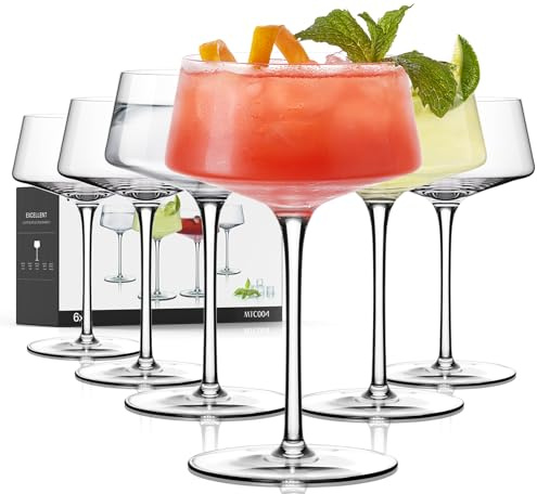 Martini-Gläser, 6 Stück, 237 ml, Coupé-Cocktailgläser für Margarita | Manhattan, kosmopolitisch, Espresso, Hausbar, Abendpartys, Geburtstage, Einweihungsgeschenk