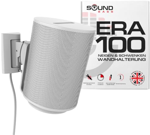 Sound bass ERA100 Wandhalterung neig- und schwenkbar, weiß, einzeln (1 Stück), kompatibel mit Sonos ERA 100, mühelose Installation, inklusive Montageset