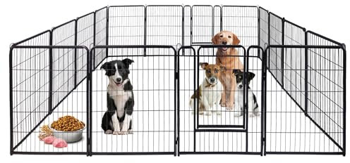 UISEBRT Welpenlaufstall Freilaufgehege Welpenauslauf mit Tür Laufstall Hunde Flexibel Faltbare Freigehege für Hund Katze Welpe Kaninchen (je 65 x 80 cm, 16 Stück)