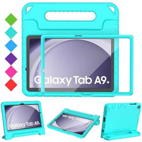 TOPWANT Kids Case with Screen Protector for Samsung Galaxy Tab A11+ Plus 2025(SM-X230/X235/X236)/Tab A9+ Plus 2023(SM-X210/X216/X218) 11 Inch, Shockproof Convertible Handle Stand Case, Turquoise