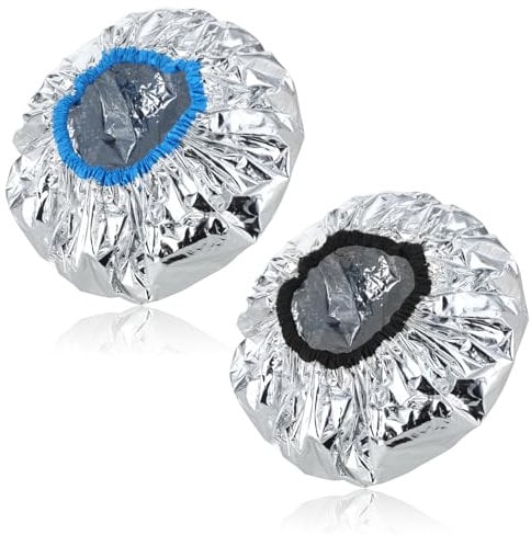 2 Pcs Aluminum Foil Deep Conditioning Hair Cap Reusable Heat Cap For Deep Conditioning Thickened Hair Cap for Oil Treatment Heated Shower Cap Processing Caps for Hair Dye Cap for Home and Salon Use