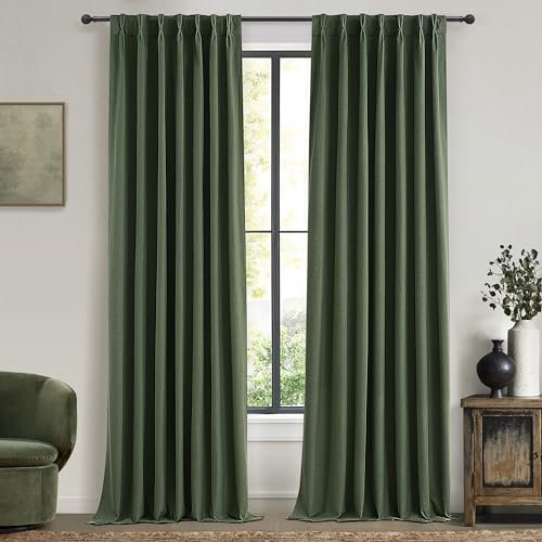 QJmydeco Thermo-Vorhänge für Sommerhitze im Sommer, schallabsorbierend, 261 cm lang, für 277 cm und 277 cm große Fenstervorhänge für Wohnzimmer, B 40 x L 105 cm, Olivgrün