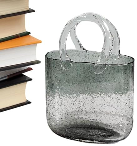 Tasche Glasvasen - Klare Handtaschen Vase, Glas Geldbörsen Vase, Bubble Handtasche Vase, Mundgeblasene Glasvase Mit Einzigartigem Design Für Enterpiece, Events, Büro, Garten, Hochzeit 28×19,5cm