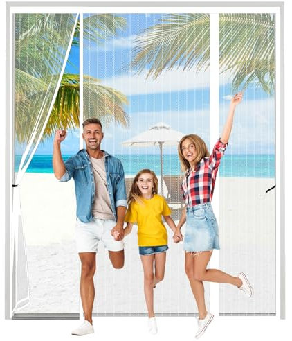 AXFZZRS Zanzariera Magnetica per Porte, Bianco Zanzariera Magnetica Porte Finestre, doppia apertura laterale per doppia porta scorrevole porta patio zanzariera, Doppia Apertura Laterale, 120x180cm