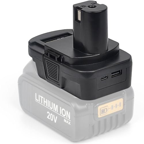 DM18RL Battery Adapter for Ryobi 18V Power Tools, Convert for Dewalt & for Milwaukee M18 Battery to Ryobi 18V P107 P108 with 5V 2.1A USB & Type-C Charge(No Battery)