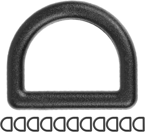 D-Ringe aus Hartplastik, 12 Stück, für 13 mm breite Gurtbänder, in Schwarz, 3 mm starker Ring, D Ring ohne Öffnung, halbrunder DRing aus ABS Kunststoff, Plastikring Schnalle DIY, Gurtband, Gurtriemen