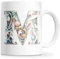 Tazza personalizzata con lettera iniziale del nome - Tazza in ceramica 350 ml con motivo floreale, regali originali per donne, mamma, amici, lavabile in lavastoviglie e forno a microonde (M)
