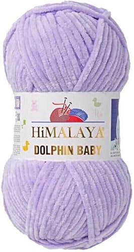 Himalaya Dolphin Baby Yarn Each Skein 100gr 120m Super Bulky Yarn for Knitting&Crocheting Ideal for Cardigans Shawls Blankets Hats and Home Textiles (1, 80305 Lilac)