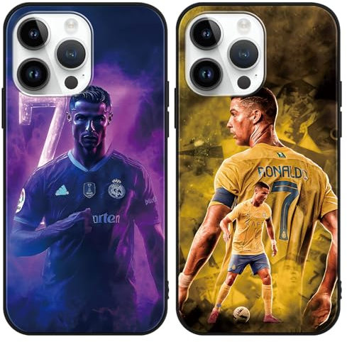 2 Stück Handyhülle für iPhone 8 iPhone 7 iPhone SE 2022/2020 4.7, Stoßfest Silikon TPU Kratzfest Hülle Schwarz, Sport Fußball Cool Legend Player 7 10 Mode Muster Design Schutzhülle für Jungen , Idol