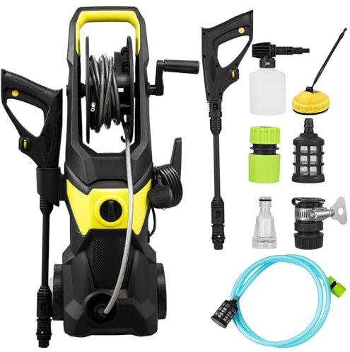 Dibaful Idropulitrice 2200W pressione di esercizio 150 bar portata 540 l/h | Sistema di lavaggio auto pistola portatile | Ugello 2 in 1 tubo flessibile ad alta da 5 m per il pavimento dell'auto