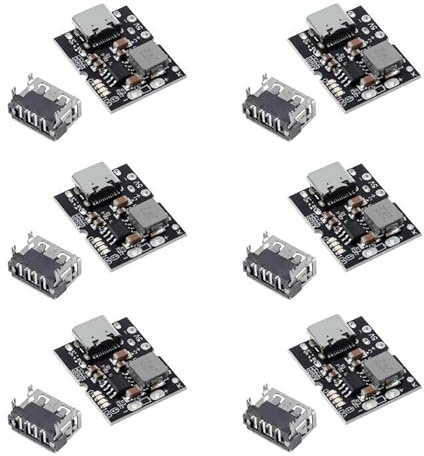 JUZITAO 6PCS Type-C USB 5V 2A Boost Converter Step-Up Power Module Lithium Battery Charging Protection Board LED Display USB for DIY Charger