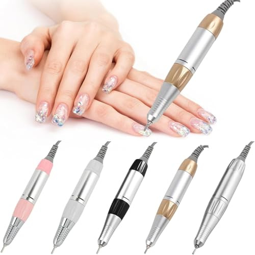 Nagelbohrer Handstück Elektrische Nagelfräser: Elektrische Acryl Gel Poliermaschine Ersatz Nagelbohrer Griff Elektrische Nagelfeile Bohrer Werkzeug (Gold)