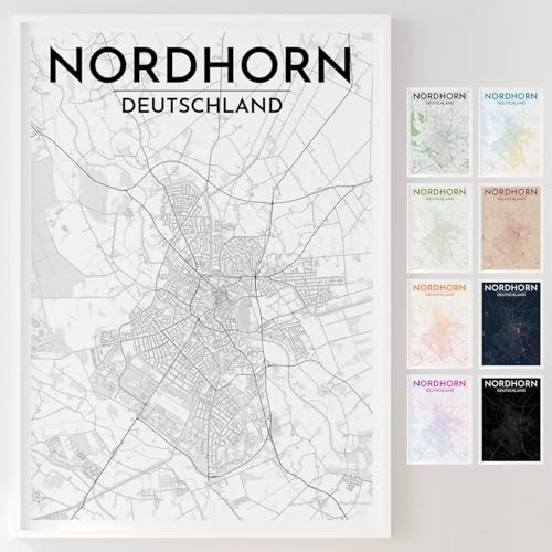 Mapdify Nordhorn personalisiertes Stadtposter, dein Lieblingsort als Wandposter, Karte deiner Stadt, personalisiertes Andenken an Nordhorn – Stil: Headline
