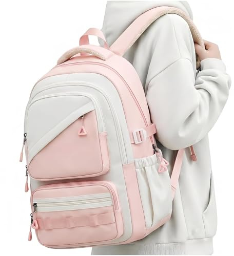 sikazan Sac à dos Kawaii Fille Ado Rose - Grand Sac Scolaire Japonais avec Poche Transparente (Ita Bag) pour Pins, Sac d'École Manga Esthétique pour Collège & Lycée, Laptop 15,6 Pouces