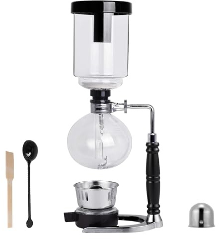 Cafetera de sifón, cafetera al vacío, 5 tazas, 600 ml, resistente al calor | Con base de filtro de goteo, herramienta de extracción para café preparado a mano
