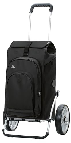 ANDERSEN Einkaufstrolley - Royal Shopper Hydro 3.0 schwarz | mit Kugellagerrädern, große Räder, 25 cm, aus Alu, bis 50 kg - Tasche mit Rucksackfunktion, Thermofach, viel Stauraum, 62 L