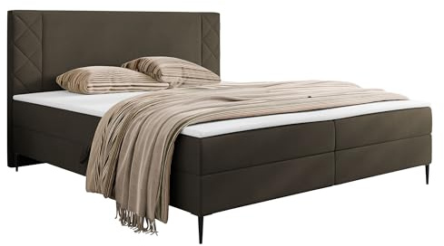 Mirjan24 Boxspringbett Prilata mit Bettkasten, Bonell-Matratze und Topperr, Continentalbett, Polsterbett, Doppelbett, Ehebett, gepolstertes Kopfteil (Polo 877, 140 x 200 cm)