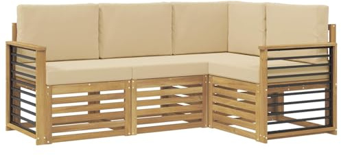vidaXL Sofagarnituren 4 pcs Weiß und Beige 187,5 x 128,5 x 73 cm, Garten Lounge Set, modernes Sofa, gemütliche Terrassenmöbel für die perfekte Sitzgelegenheit