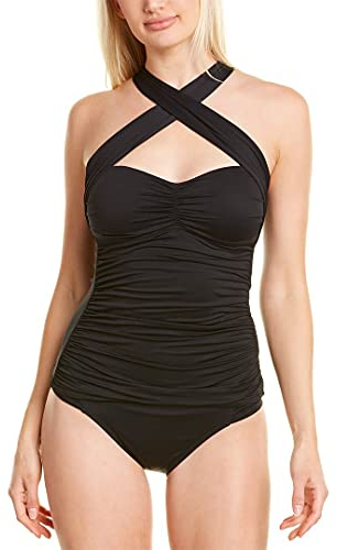 La Blanca Women's Island Goddess Convertible Bandini Tankini Swimsuit Top, Black, 16