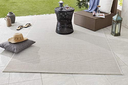 NORTHRUGS Indoor and Outdoor Rug Match 160 x 230 cm - Weatherproof Modern Plain All-Over Plain Design Runner for Balcony Patio Garden Conservatory Living Room Rug Waterproof in Cream