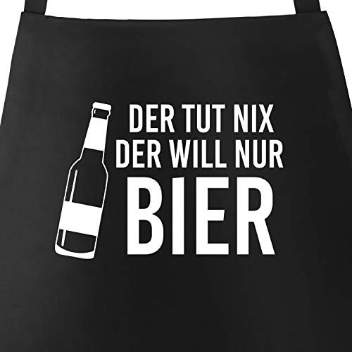 MoonWorks Grill-Schürze für Männer mit Spruch Der tut nix, der will nur Bier Baumwoll-Schürze schwarz unisize