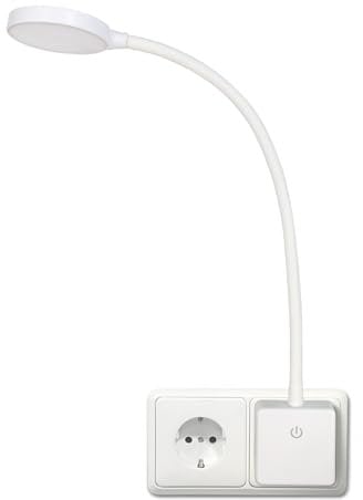 ENUOTEK Lampara de Lectura Pared de LED Flexible Regulable Blanco con Enchufe y Interruptor Tactil 4W Brillo Máximo 350Lm Luz Neutra 4000K sin Funcion de Control Remoto Lot de 1