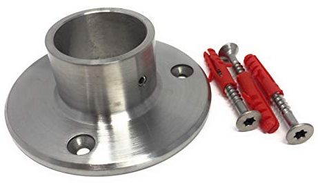 1 Stck Bodenflansch mit Zubehör V2A Rohr Geländer Flansch Gartenzaun Edelstahl Balkon VA Wandflansch Rohr Geländer Edelstahl 33,7 v2a 85x30mm sehr massiv