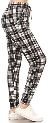 Leggings Depot BAT1 Damen-Jogginghose mit hoher Taille, beliebter Druck, Größe S-3XL, Gedämpftes Plaid, S