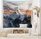 ABAKUHAUS Bunt Wandteppich, Berg Nepal Everest aus Weiches Mikrofaser Stoff Waschbar ohne Verblassen Digitaldruck, 150 x 110 cm, Weiß Grau