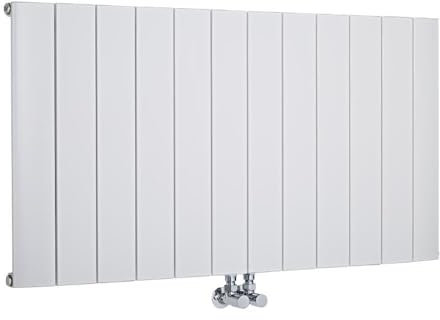 Milano Skye White Horizontal Single Flat Panel Aluminium Radiator - 600mm x 1135mm