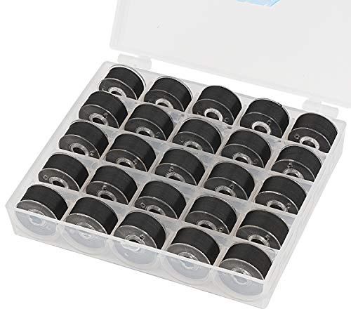 Simthread Vorgewickelte Garnspulen, Größe A, Klasse 15 (SA156), 60 WT, mit transparenter Aufbewahrungsbox, Kunststoff, 70D/2, für, Stickgarn, Nähmaschine, 25 Stück