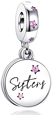 Annmors Auf Ewig Schwester Charms für Armband 925 Sterling Silber Anhänger mit Kubischem Zirkon