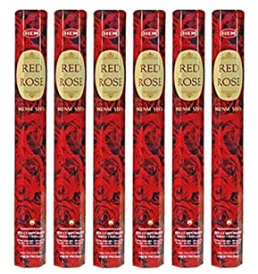 Grenadine Boutique - Hem Encens Bâtonnets Florales - Lot de 6 Boîtes de 20g Rose Rouge Red