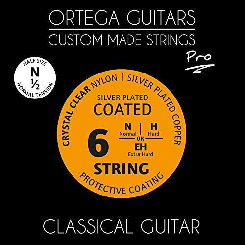Ortega Guitars Custom Made Strings - Pro - 1/2 Konzertgitarre - Crystal Nylon beschichtet (NYP12N)