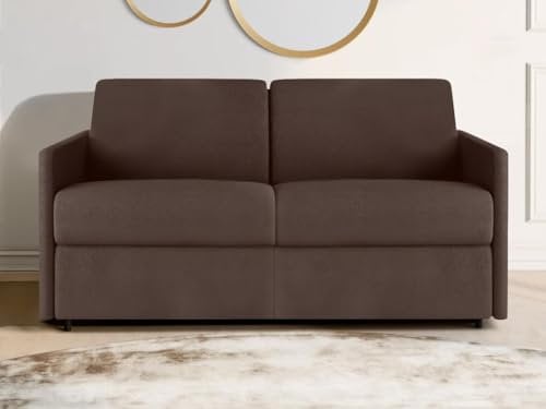 Vente-unique Schlafsofa 2-Sitzer - Liegefläche: 120 cm - Matratzenhöhe: 18 cm - Stoff - Braun - CALIFE