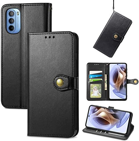 KoGiio Coque Compatible avec Motorola Moto G31, Anti Chute Premium PU Portefeuille Étui Housse en Cuir, Carte Magnetique Fentes Étui à Rabat Compatible avec Motorola Moto G31- Noir