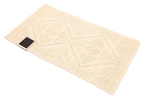 Kris Teppich aus reiner Baumwolle Stonewashed mit Jacquard-Verarbeitung, Badematte - Daunex (60 x 120 cm, Natur)