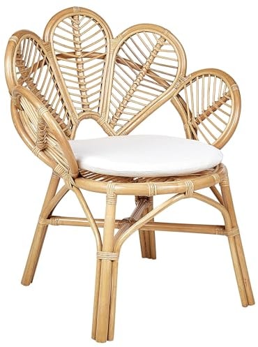 Beliani Pfauensessel Rattan natürlich stapelbar Pfauenstuhl Boho Rustikal Florentine II