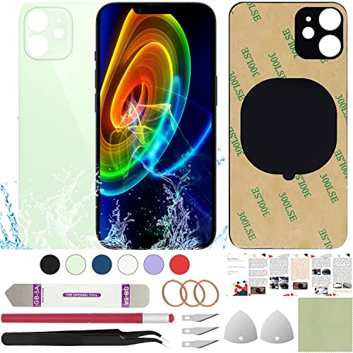 ReuWeu Ersatz-Glasabdeckung für die Rückseite, kompatibel mit iPhone 12 Mini, 13,7 cm (5,4 Zoll), mit professionellen Werkzeugen (grün)