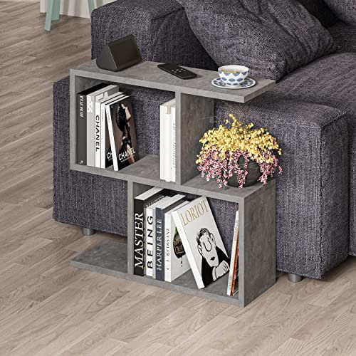 Hocuspicus HOCUS PICUS 2 Tier Storage End Side Table | Versatile C Table | 60x60x19.5cm | Shelves Organizer | Office Living Room | End Desk Stand Display (Retro Grey)