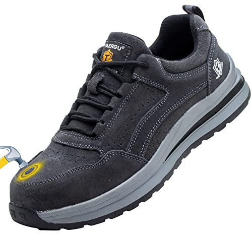 TAERGU S3 Sicherheitsschuhe Herren-Leder S1 Arbeitsschuhe SBP Leicht Stahlkappenschuhe Safety Shoes,922,Schwarz,EU42