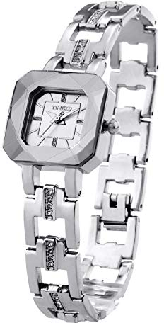 TIME100 Damen Uhren Armband Kristall Oval Zifferblatt Damen Armbanduhr Japanische Quarz Armbanduhr Wasserdicht (Silber), Splitter, modisch