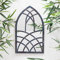 Metal Arched Distressed Grey & Blue Metal Church Gothic Style Garden Wall Mirror 40cms