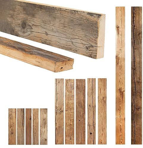 ben+camilla.com Bastelholz Rustikal | 100 x 12-14 x 3,2 cm | Naturholzbalken Vintage Altholz Bohlen Antik